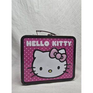 HELLO KITTY Pink Polka Dot Metal Lunch Box 2012 Sanrio Embossed Loungefly